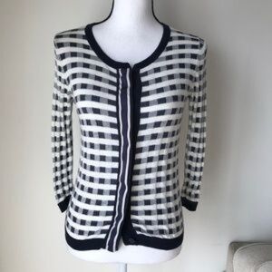 Women's Black and White Checkered Sweater